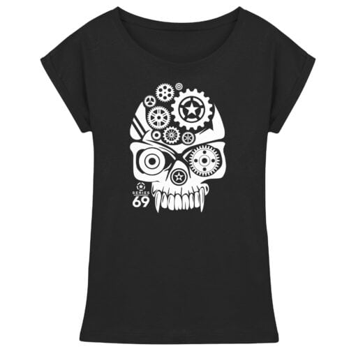 SERIES 69 - SKULL - Womens Extended Shoulder T-Shirt